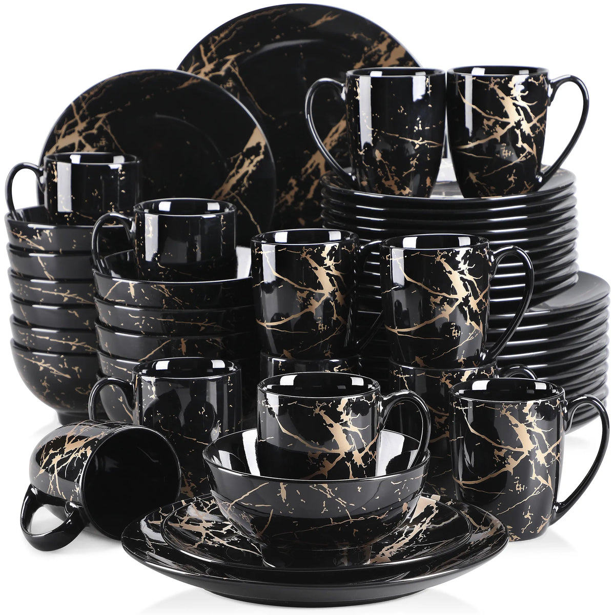 Malacasa Gold Splash Modern Porcelain Dinnerware Set