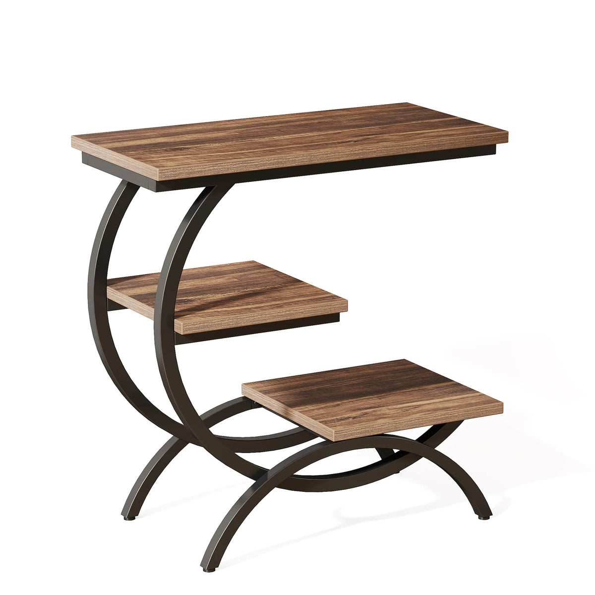 Tribesigns 3 Tier Industrial End Table With Storage Shelves