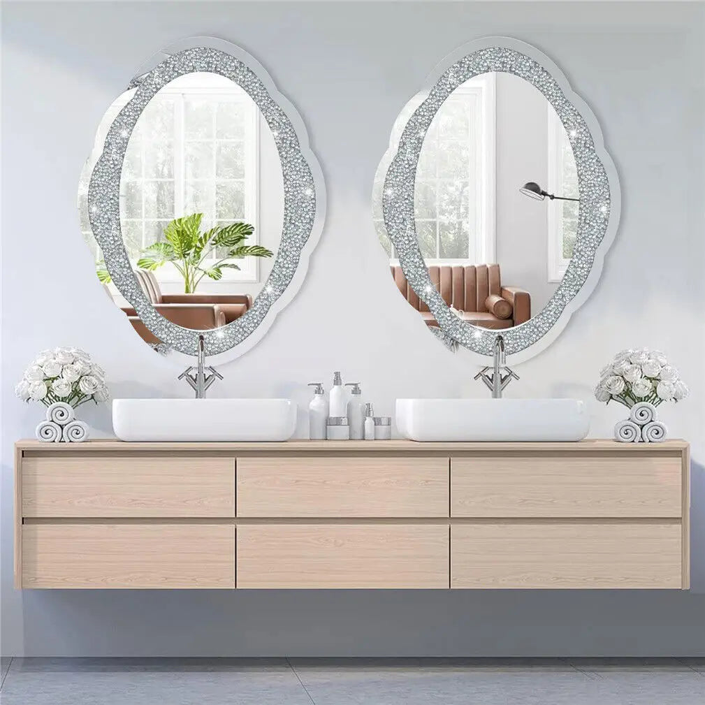 BORWART Crystal Crushed Diamond Arch Wall Mirror Vanity Decor