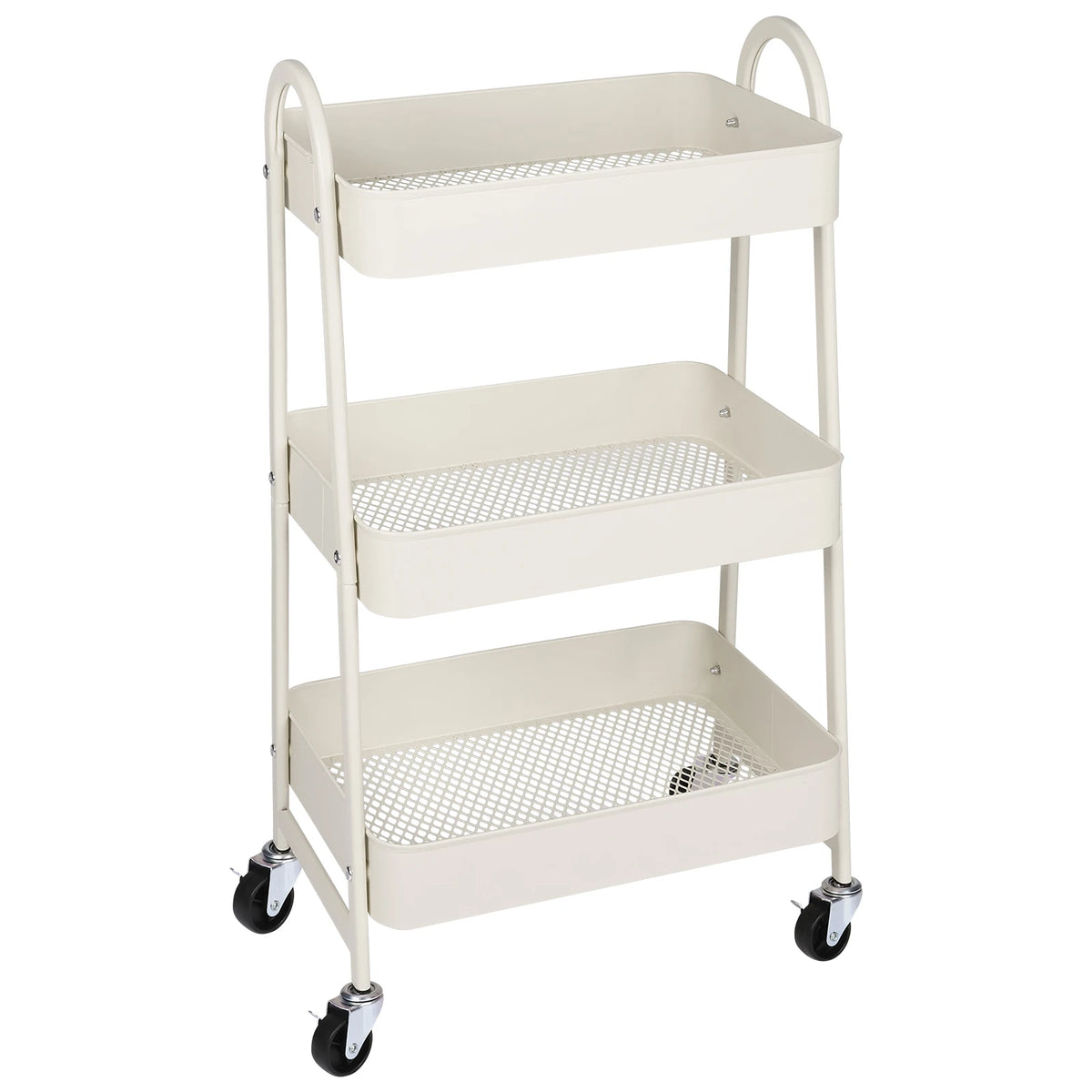 JHK Three Tier Metal Rolling Storage Cart With Lockable Wheels