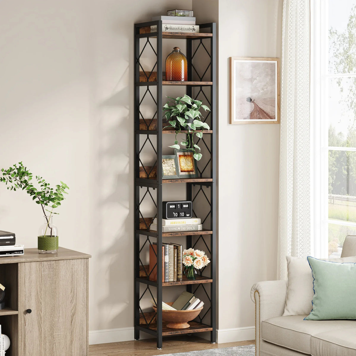 Tribesigns 7 Tier Wooden Bookshelf For Home Office Display Rack
