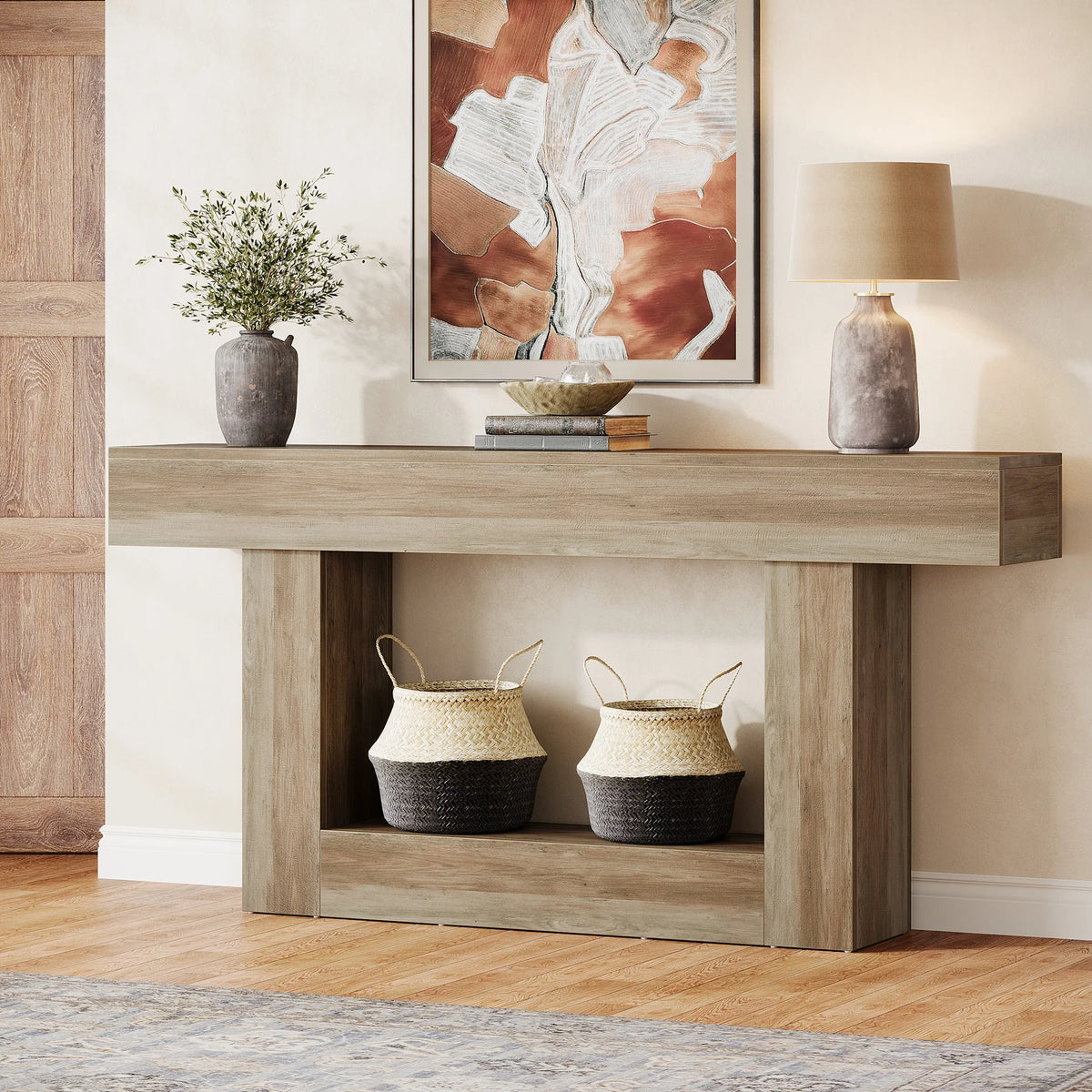 Tribesigns Farmhouse Entryway Console Table With U Shaped Base