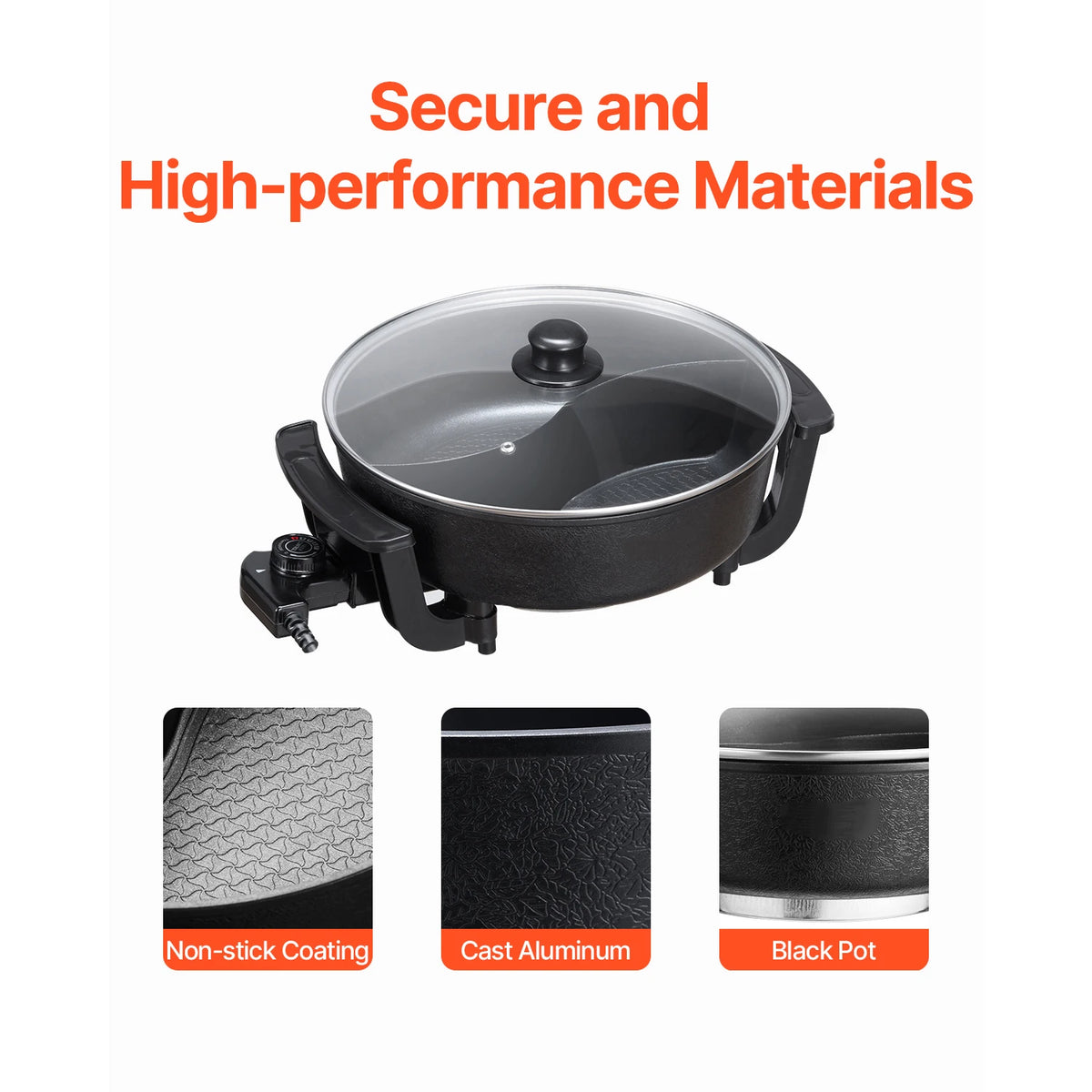 SucceBuy Dual Flavor Electric Hot Pot Shabu Shabu Cooker