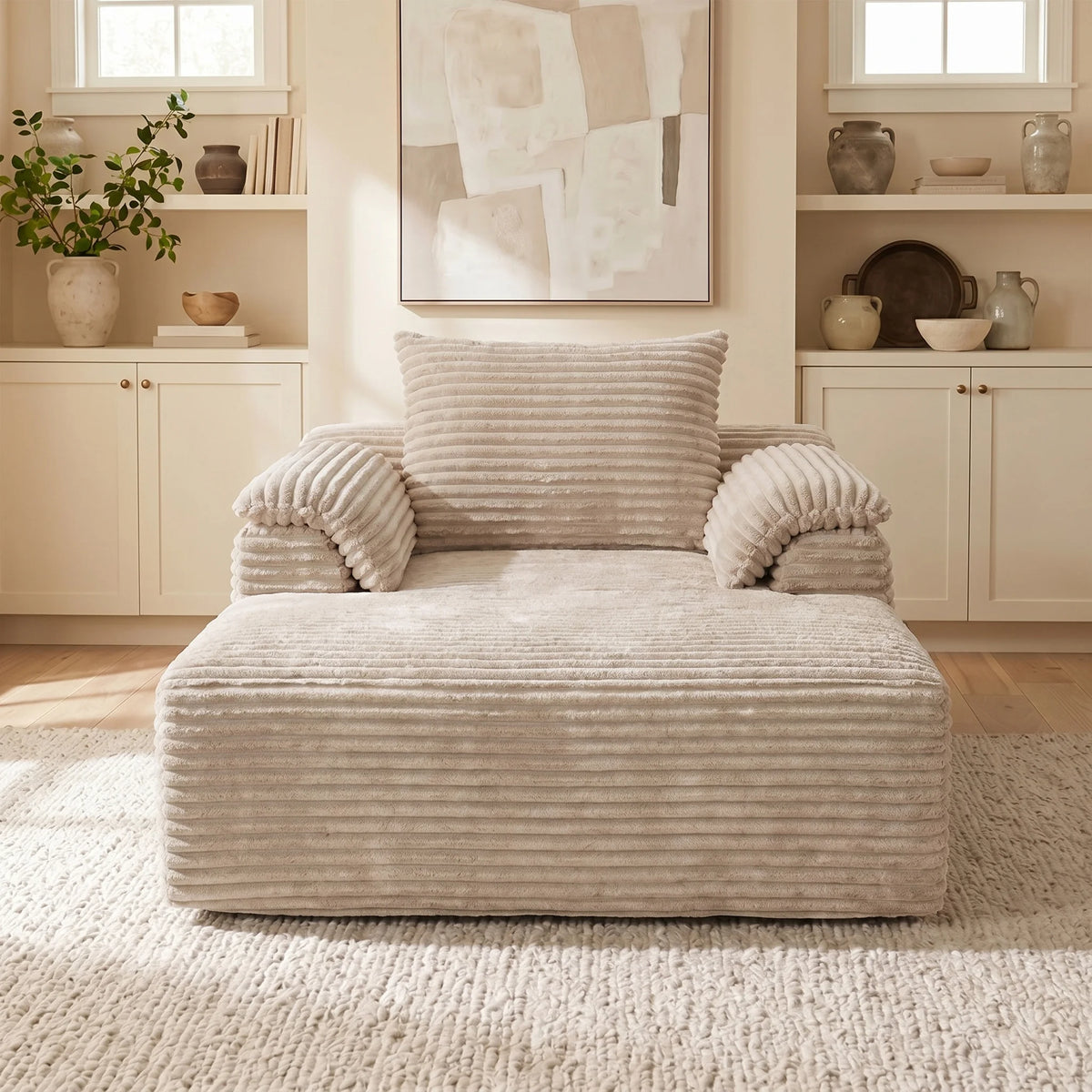 Corduroy Oversized Sofa Bed Lounger With Soft Pillows