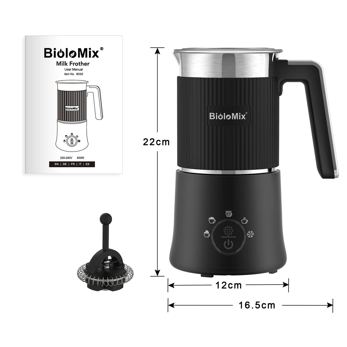 BioloMix Automatic 5 In 1 Detachable Milk Frother Steamer