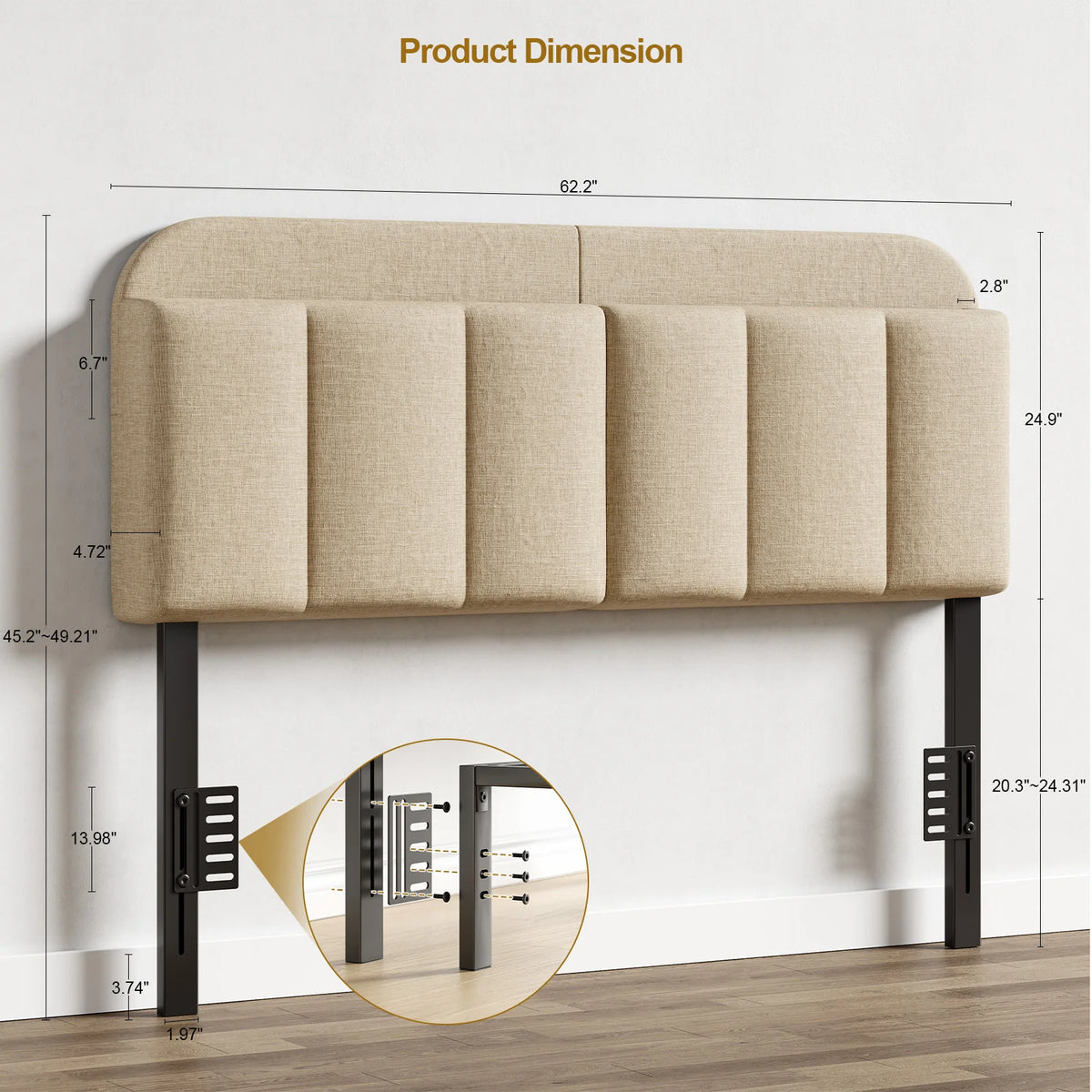 ONBRILL Adjustable Headboard With Storage And RGB LED Lights