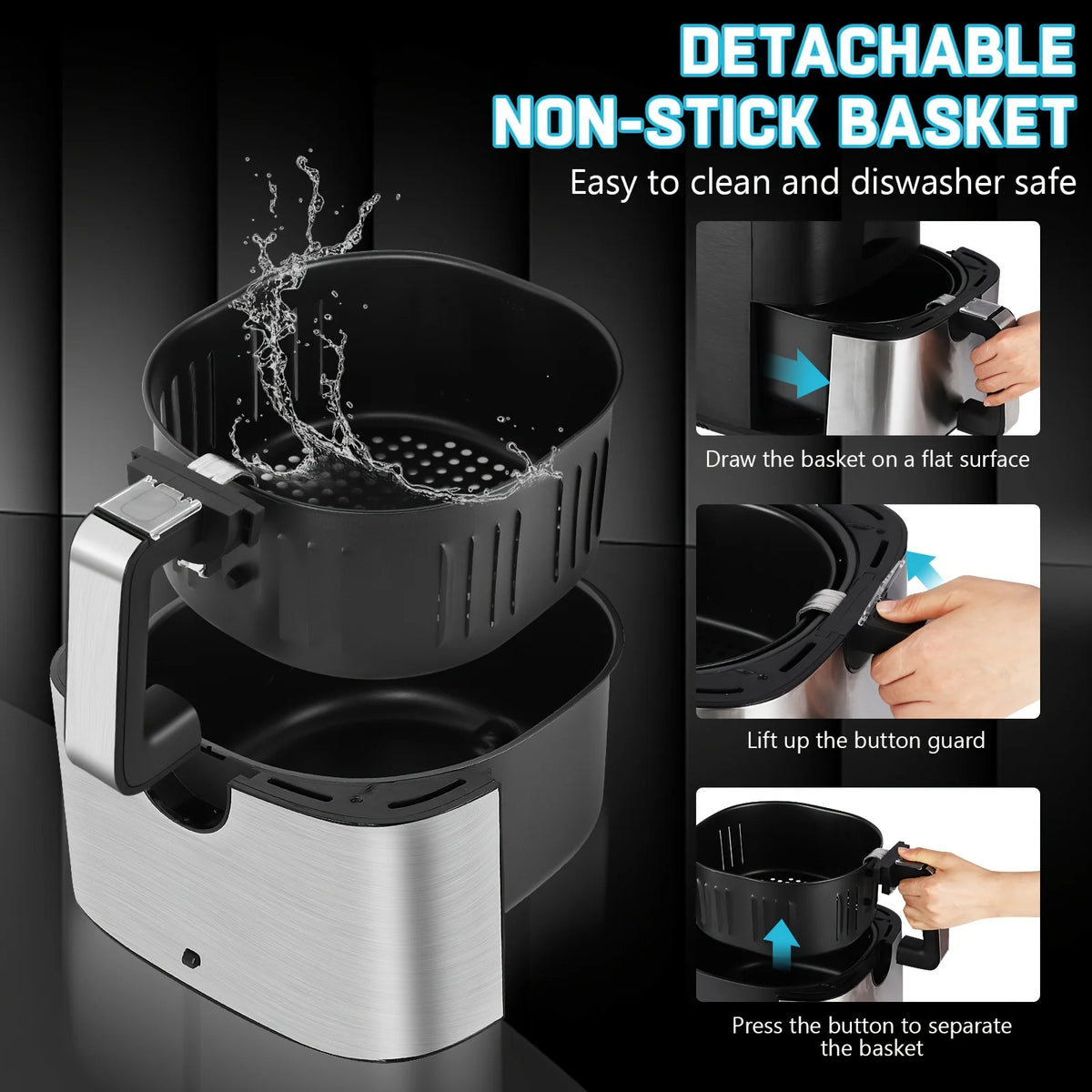 KitCook 1500W Digital Air Fryer With Eight Preset Modes