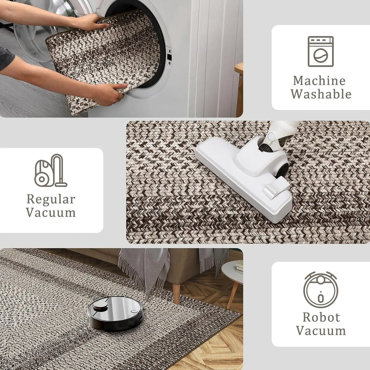 Garvee 8X10FT Boho Braided Carpets for Living Room Large Area Rugs Home Decor Non Shedding Carpet Moroccan Bedroom Beside Floor Mat Luxury