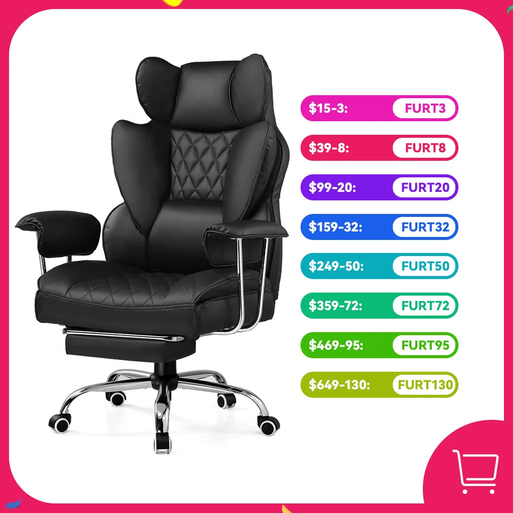 Comhoma Ergonomic Gaming Chair With Footrest And Lumbar Support