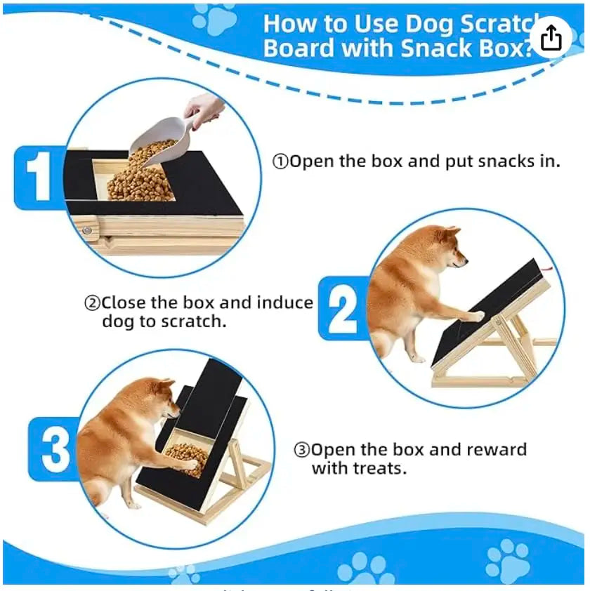 Wooden Dog Nail Scratch Board With Treat Drawer Adjustable