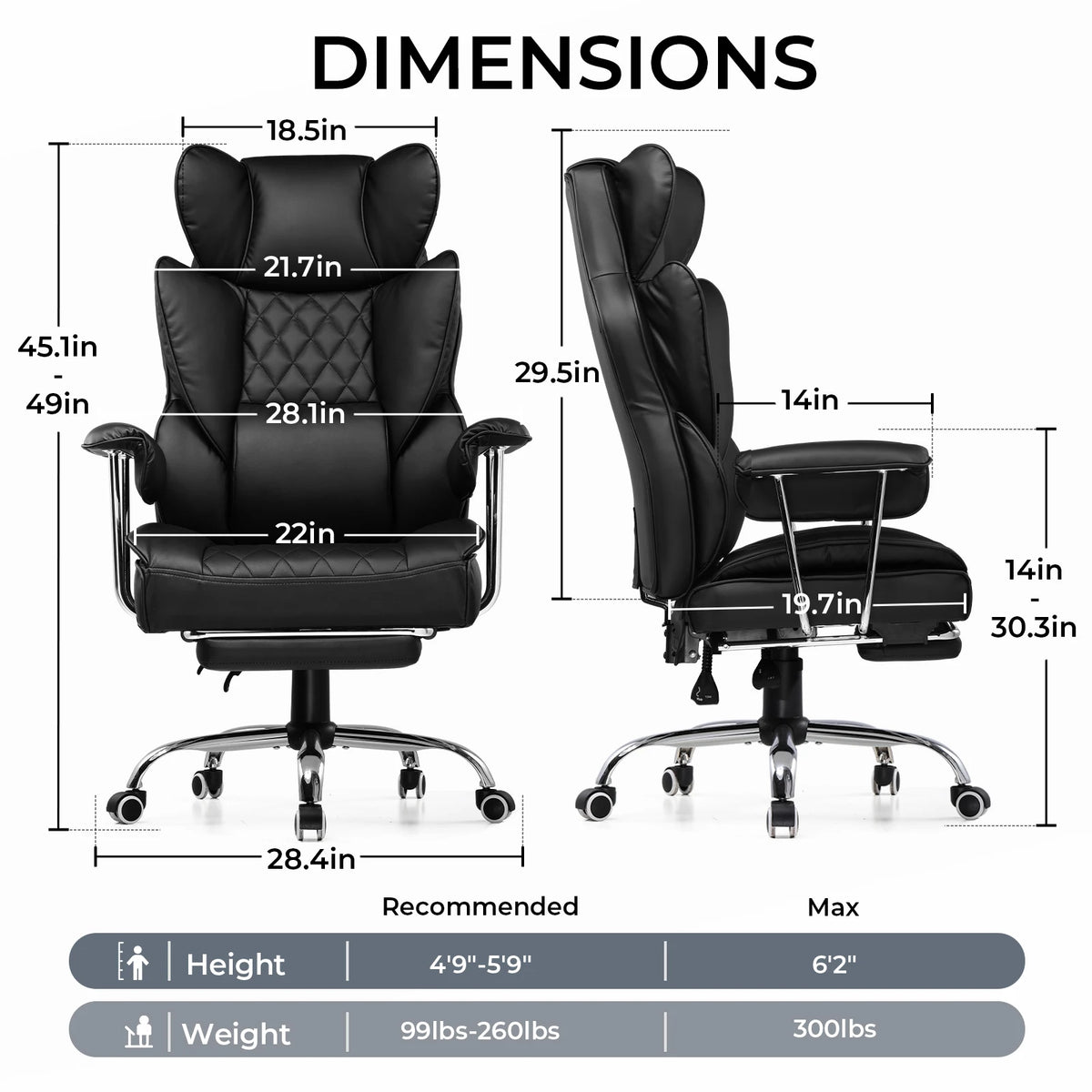Comhoma Ergonomic Gaming Chair With Footrest And Lumbar Support