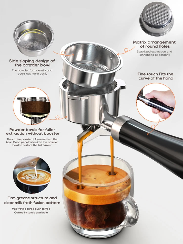 HiBREW 20 Bar Semi Automatic Espresso Coffee Machine Adjustable Temp