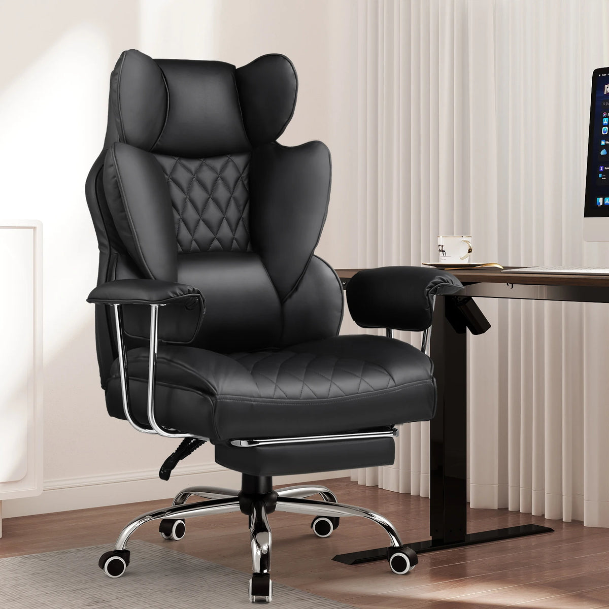 Comhoma Ergonomic Gaming Chair With Footrest And Lumbar Support