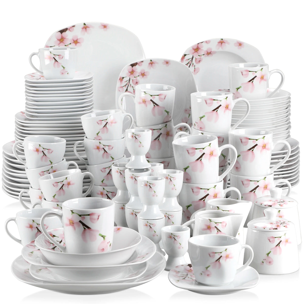 Malacasa Porcelain Dinnerware Set With Cups Plates And Bowls