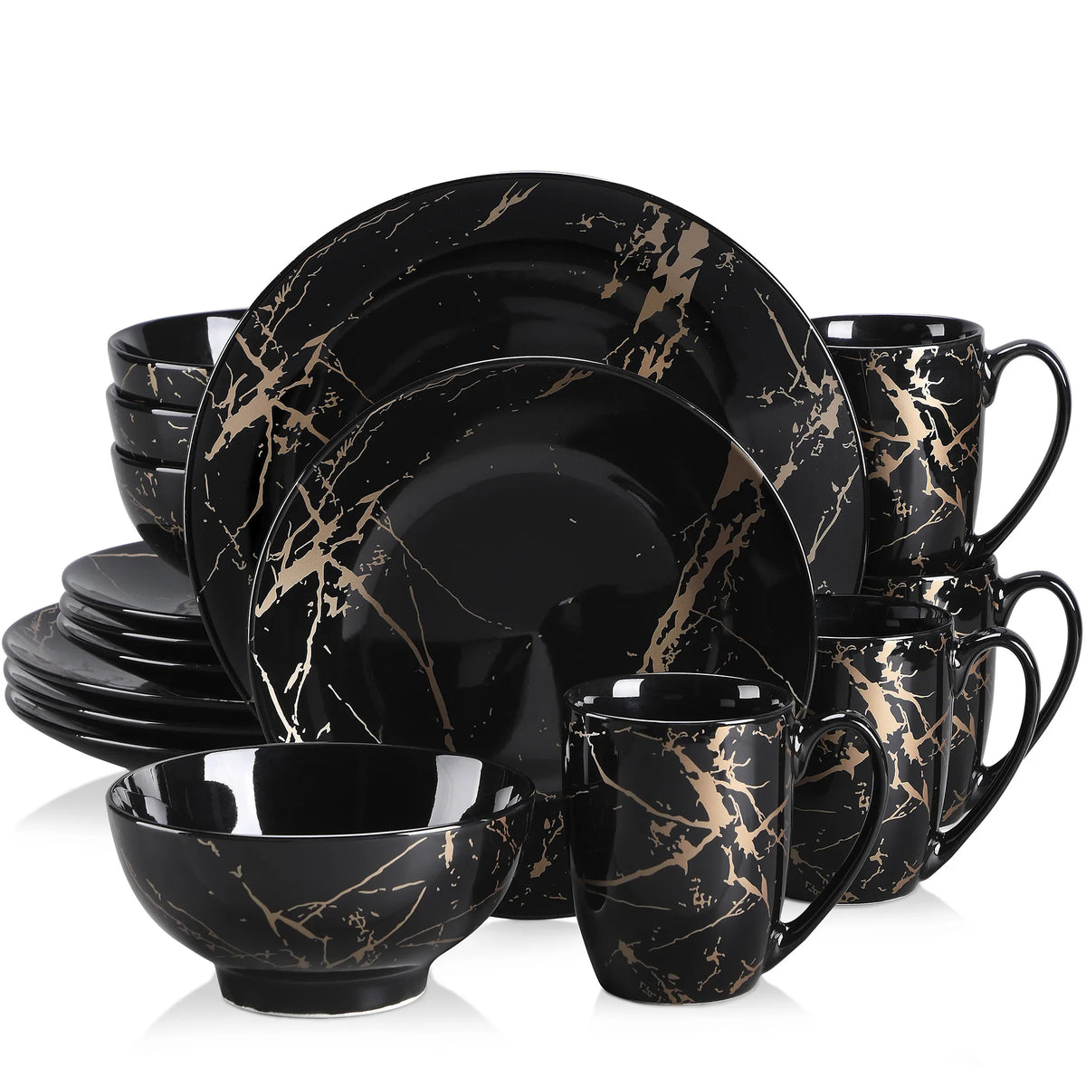 Malacasa Gold Splash Modern Porcelain Dinnerware Set
