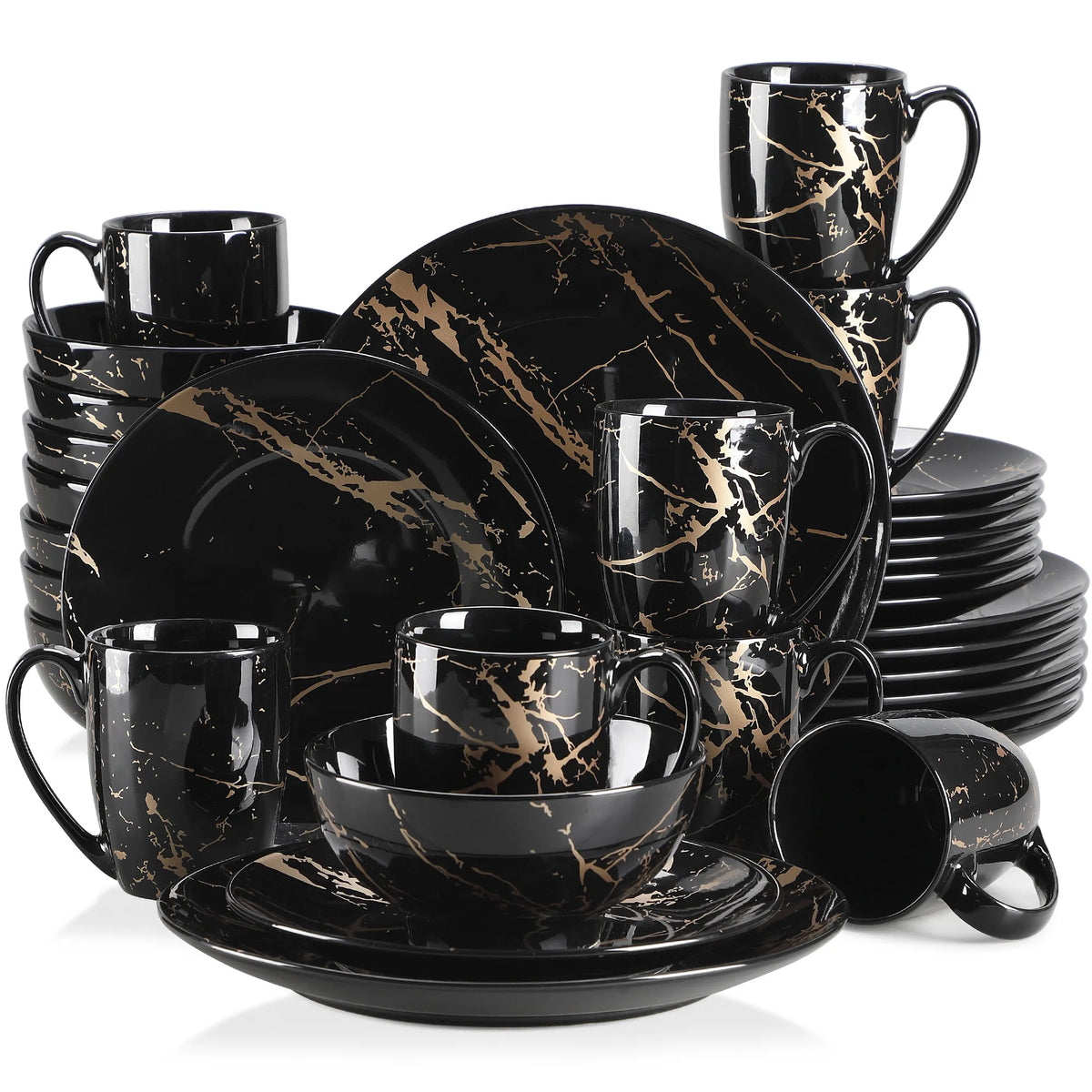 Malacasa Gold Splash Modern Porcelain Dinnerware Set
