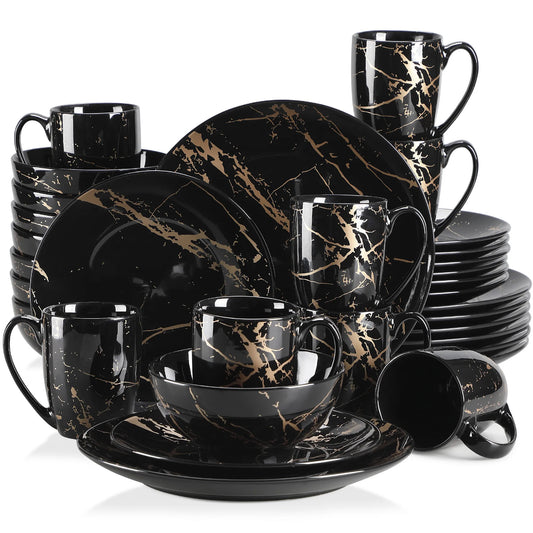 Malacasa Gold Splash Modern Porcelain Dinnerware Set