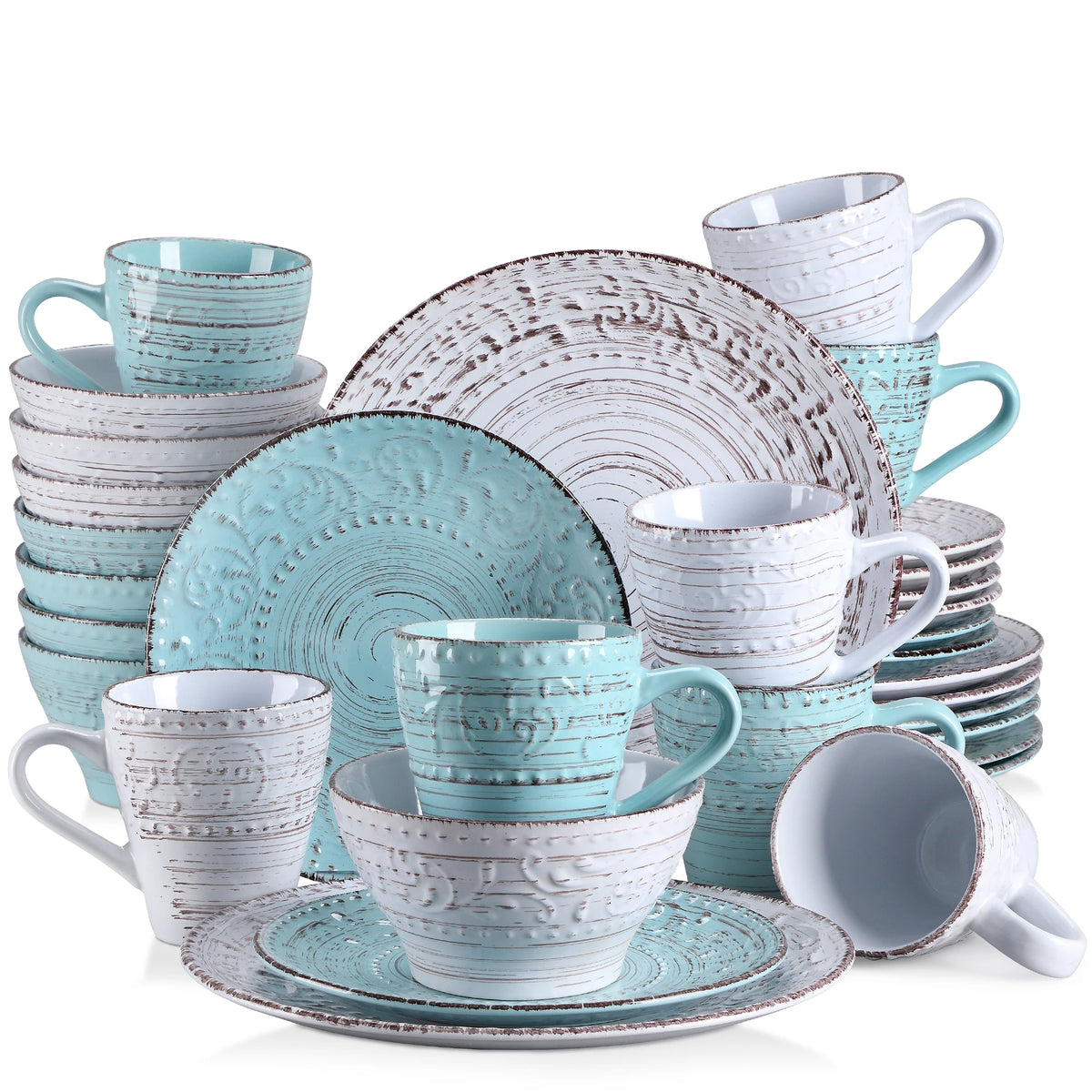 Malacasa Ceramic Dinnerware Set With Plates Bowls And Mugs