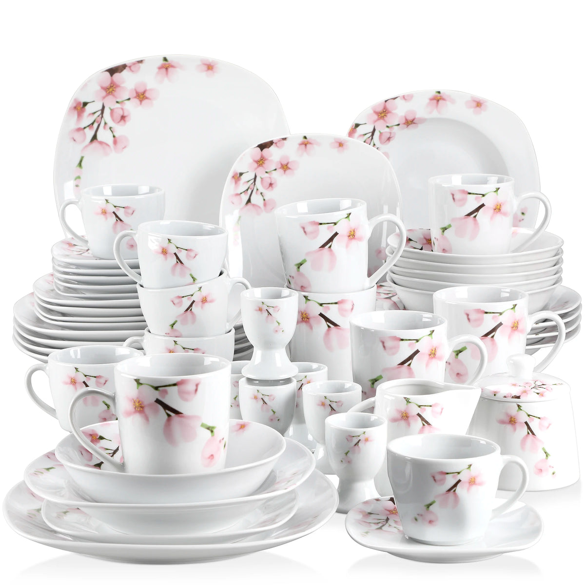 Malacasa Porcelain Dinnerware Set With Cups Plates And Bowls