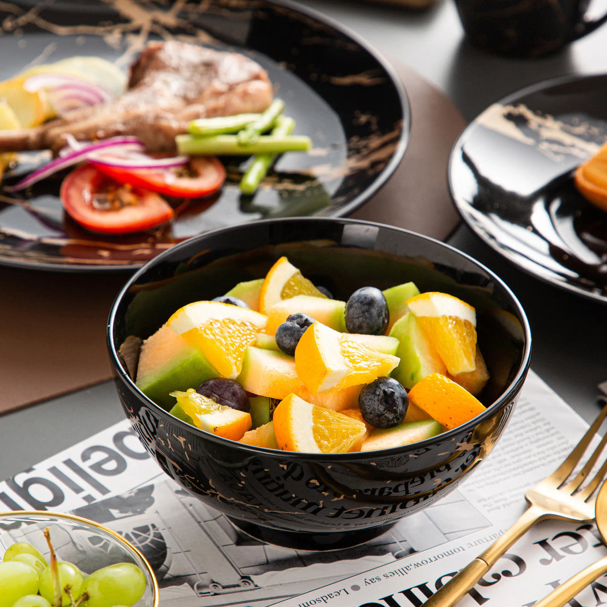 Malacasa Gold Splash Modern Porcelain Dinnerware Set