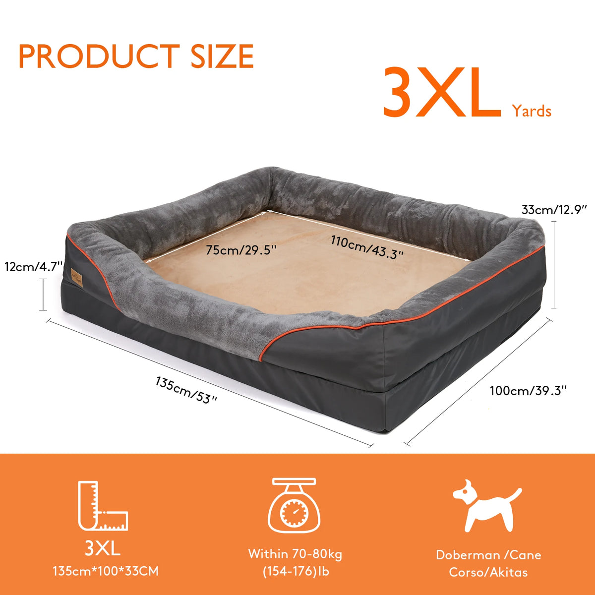 BINGOPAW Soft Dog Bed With Removable Washable Waterproof Cover