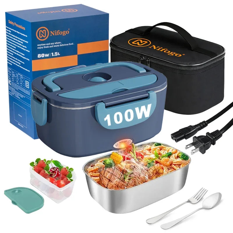 Electric 304 Stainless Steel Portable Heated Food Warmer Lunch Box