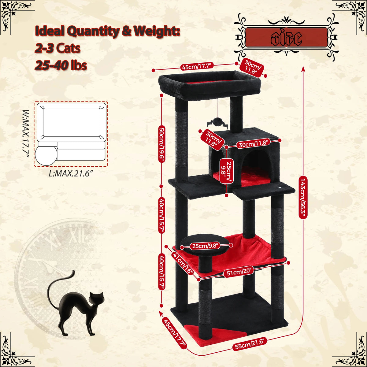 PAWZ Road Gothic Cat Tower With Sisal Posts And Hammock