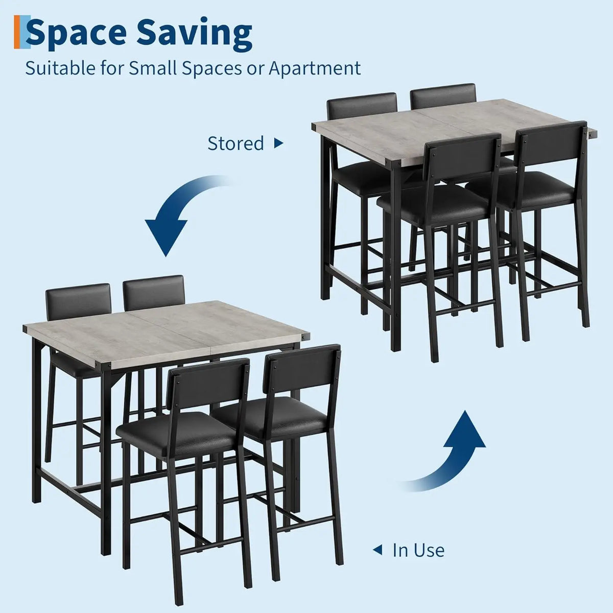 HiMISS Five Piece Dining Table Set With Four Upholstered Chairs