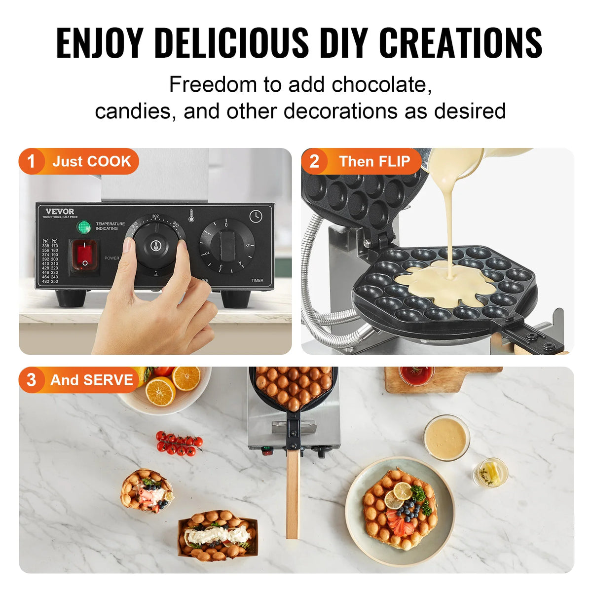 SucceBuy Commercial Egg Bubble Waffle Maker With Stainless Plates