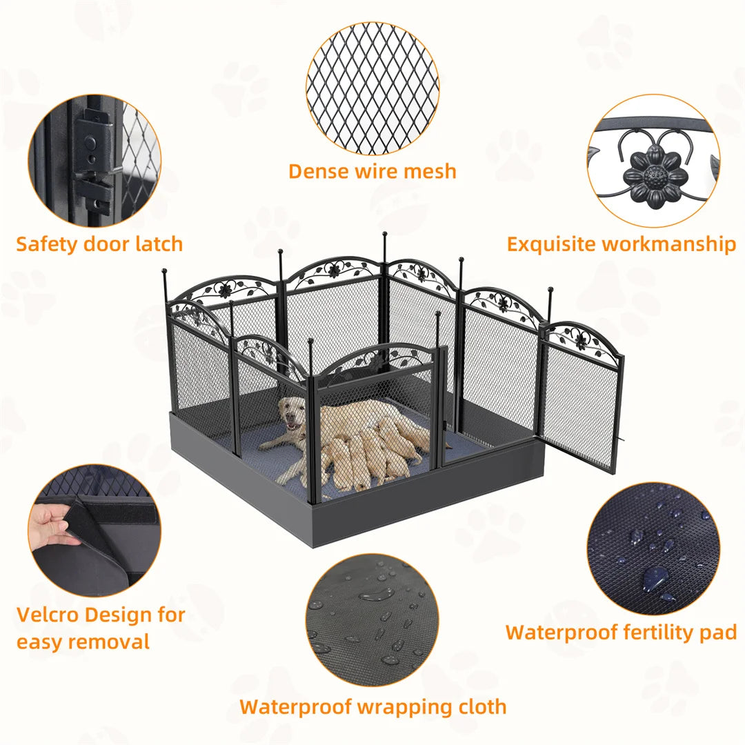 Bingopaw Heavy Duty Metal Dog Playpen For Outdoor Indoor Training