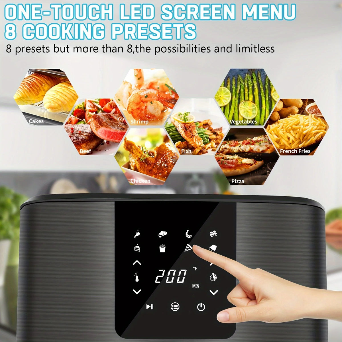 KitCook 1500W Digital Air Fryer With Eight Preset Modes