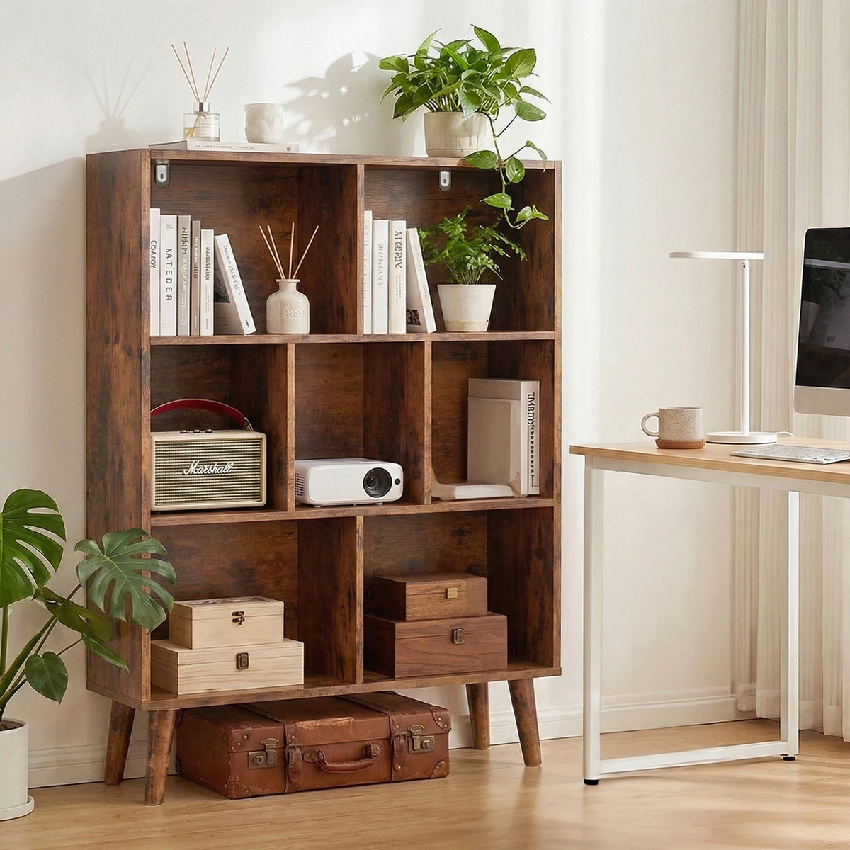 Wooden Bookcase Storage Organizer Display Shelves For Home
