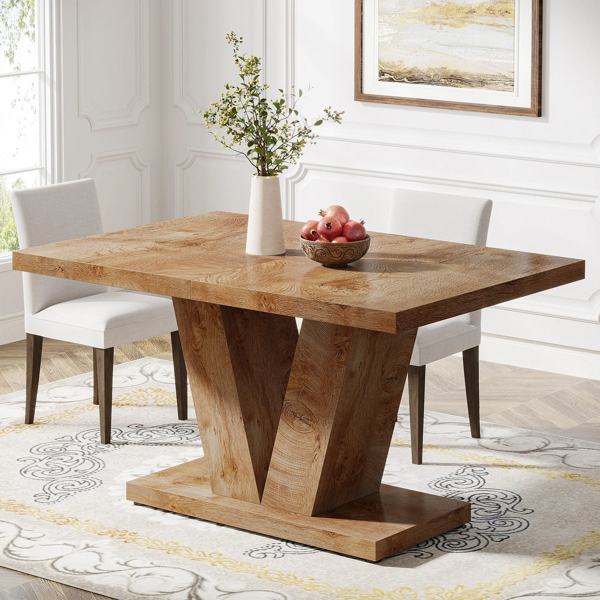 Tribesigns Wooden Farmhouse Dining Table For Kitchen