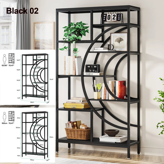 Tribesigns Industrial Five Tier Metal Wood Bookcase Storage Organizer