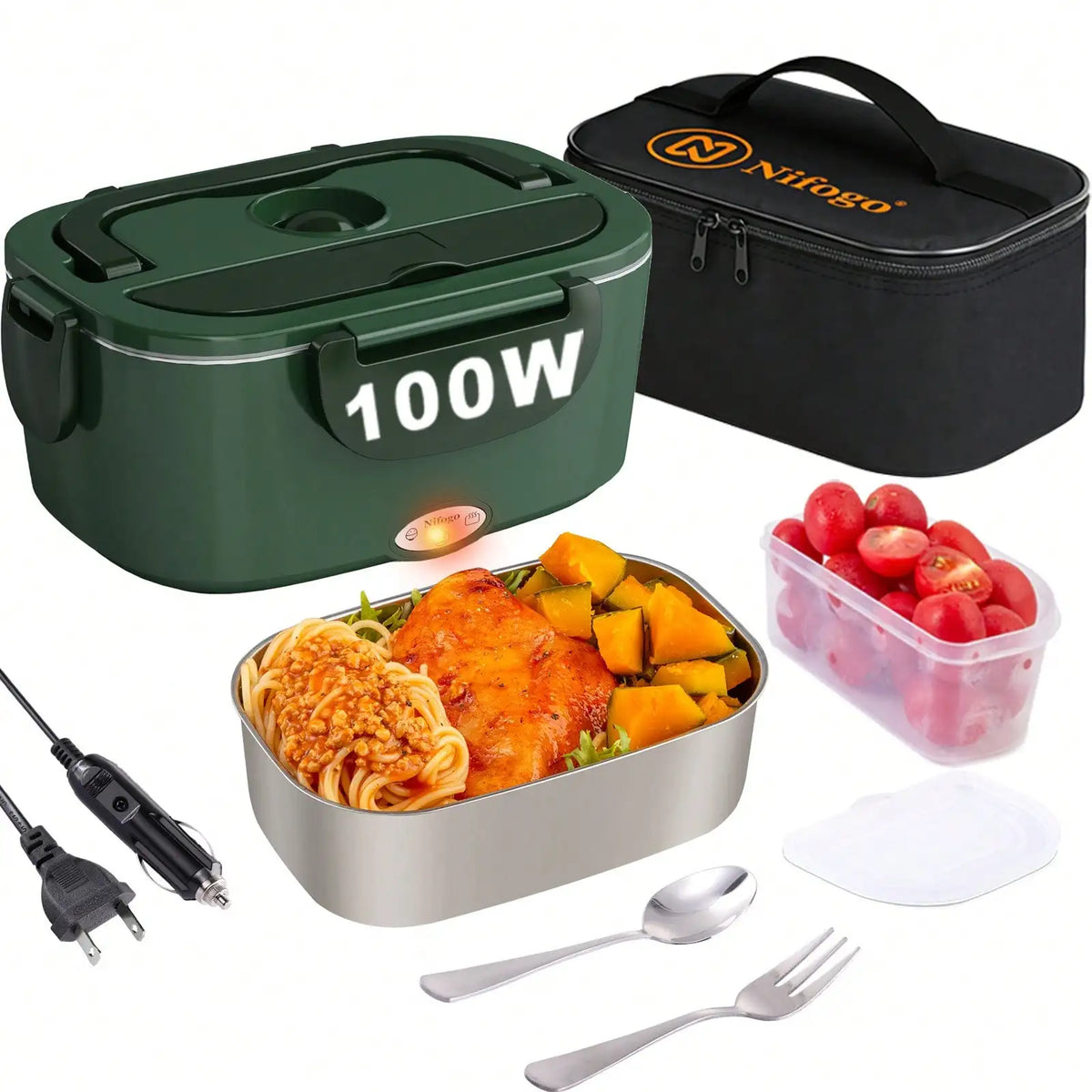 Electric 304 Stainless Steel Portable Heated Food Warmer Lunch Box