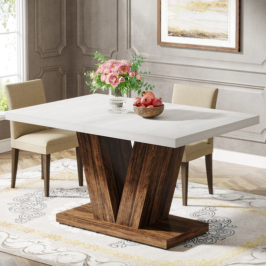 Tribesigns Wooden Farmhouse Dining Table For Kitchen