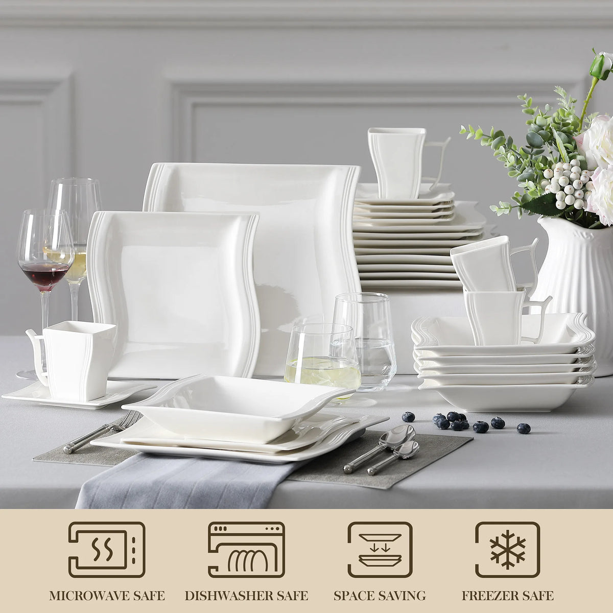 Malacasa Flora Ceramic Dinnerware Set For Home Dining Tables