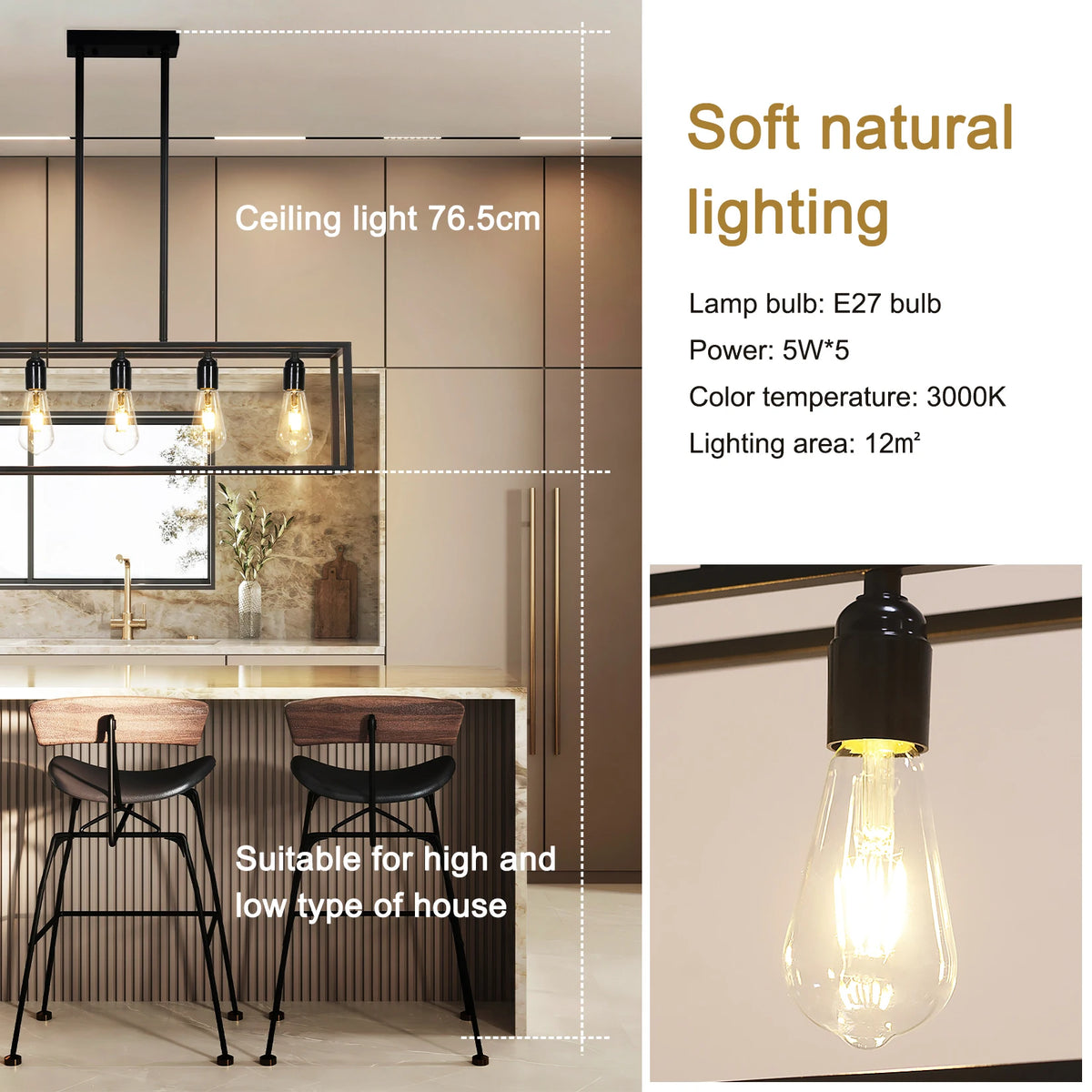 Industrial Iron Pendant Light Chandelier For Kitchen Dining Room