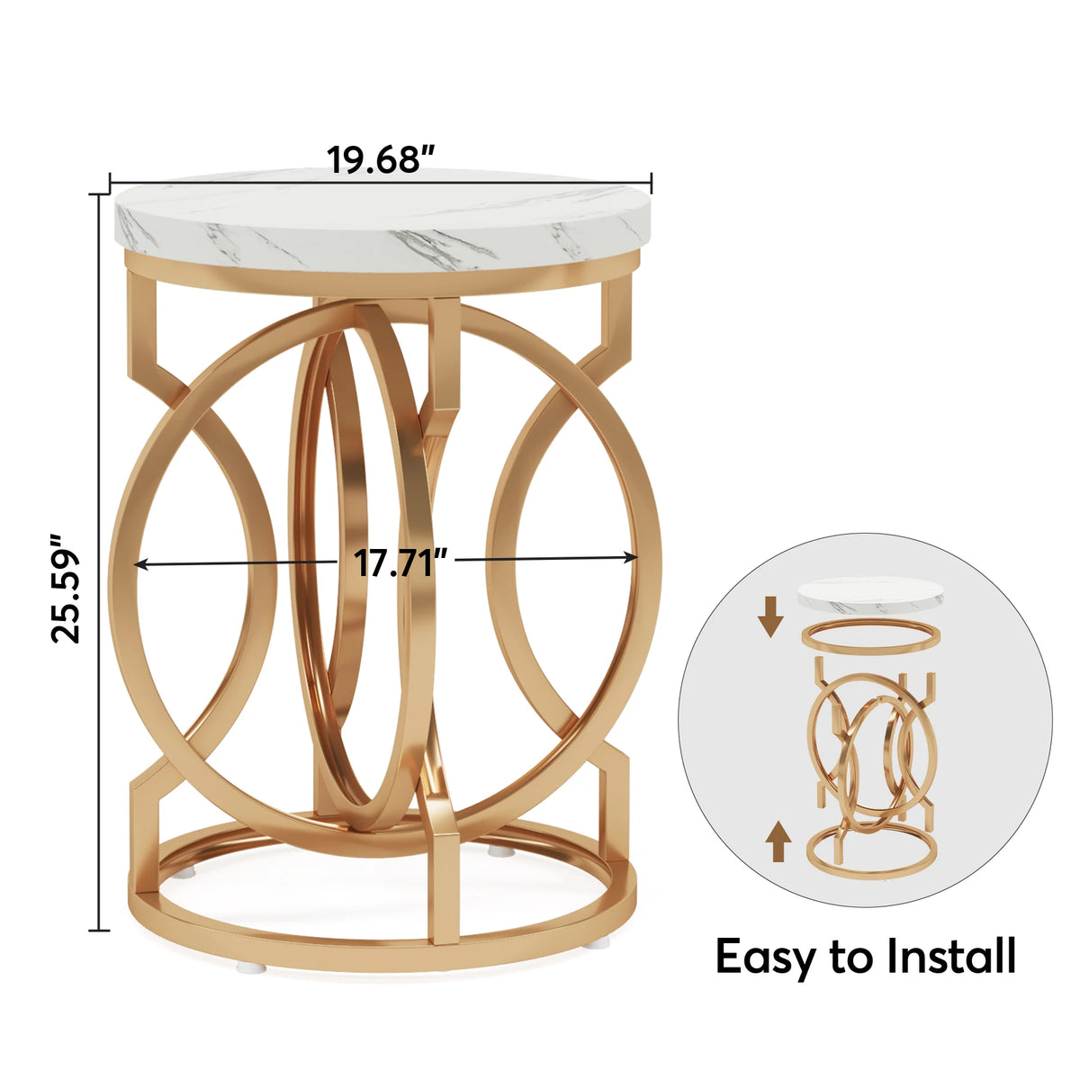 Tribesigns Modern Round End Table Featuring Thick Wood Top