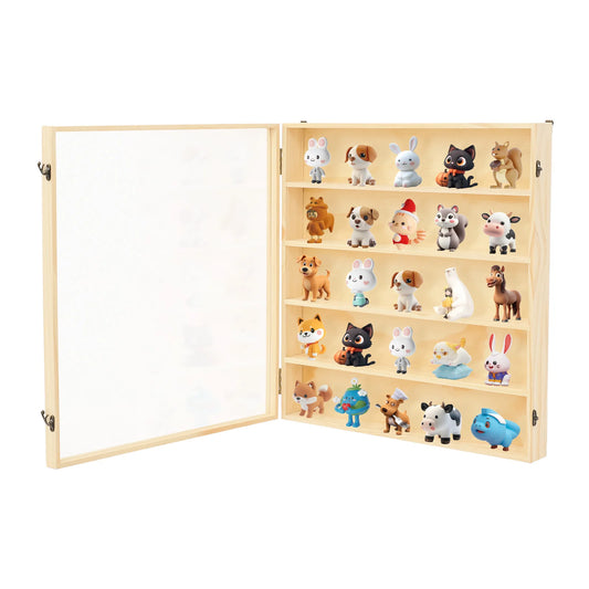 Bymaocar Five Tier Wall Mounted Wooden Display Cabinet Acrylic Door