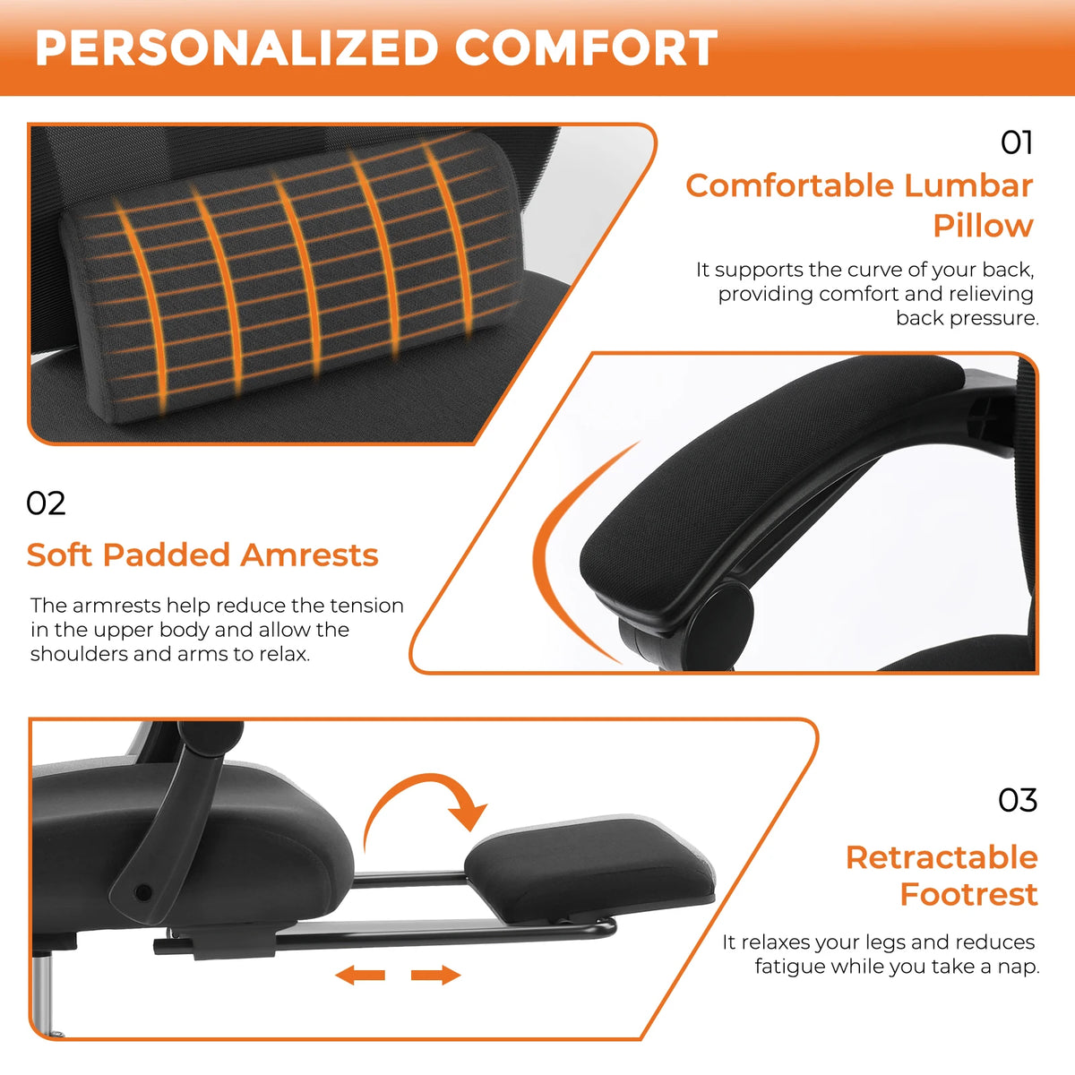 MCQ High Back Ergonomic Reclining Mesh Office Chair