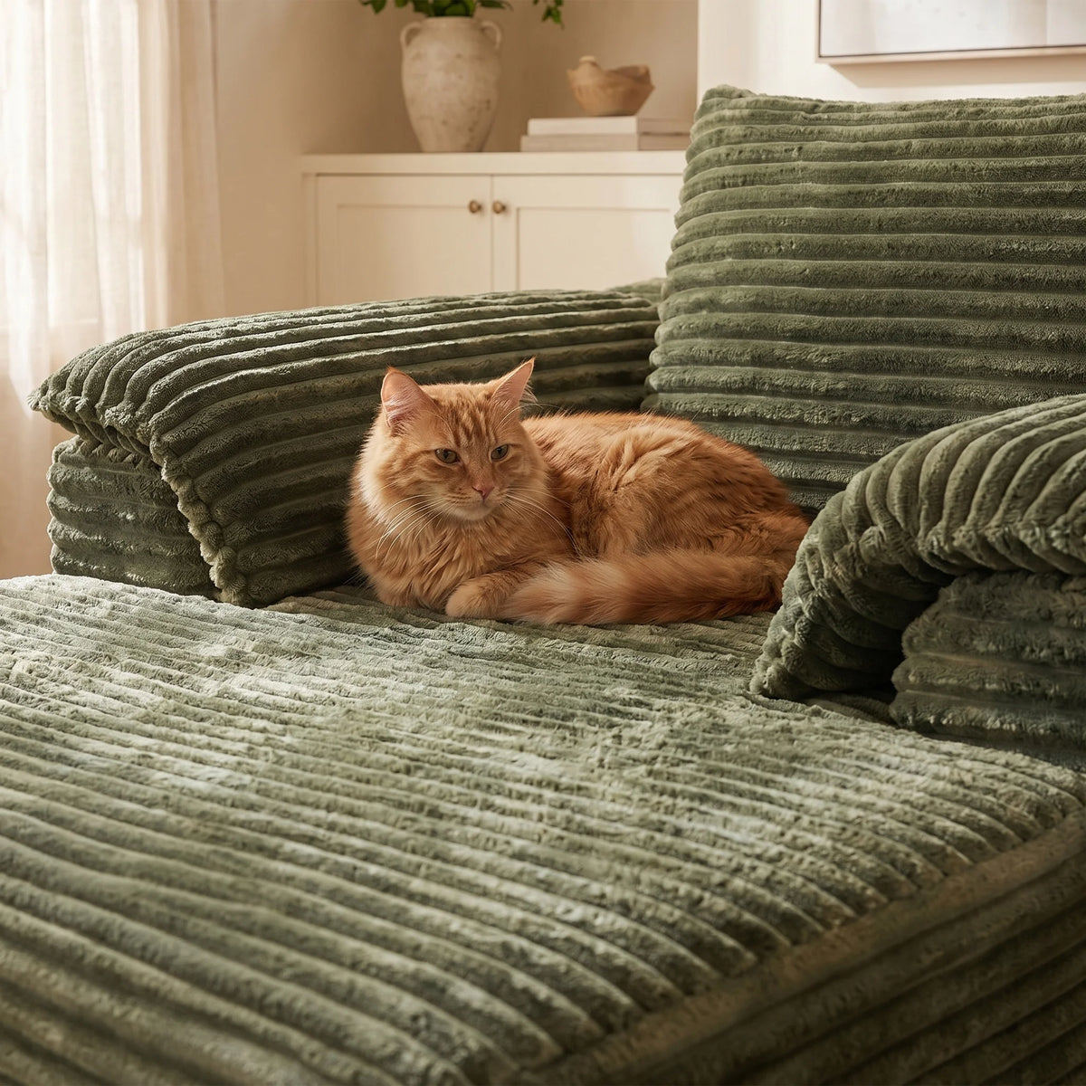 Corduroy Oversized Sofa Bed Lounger With Soft Pillows