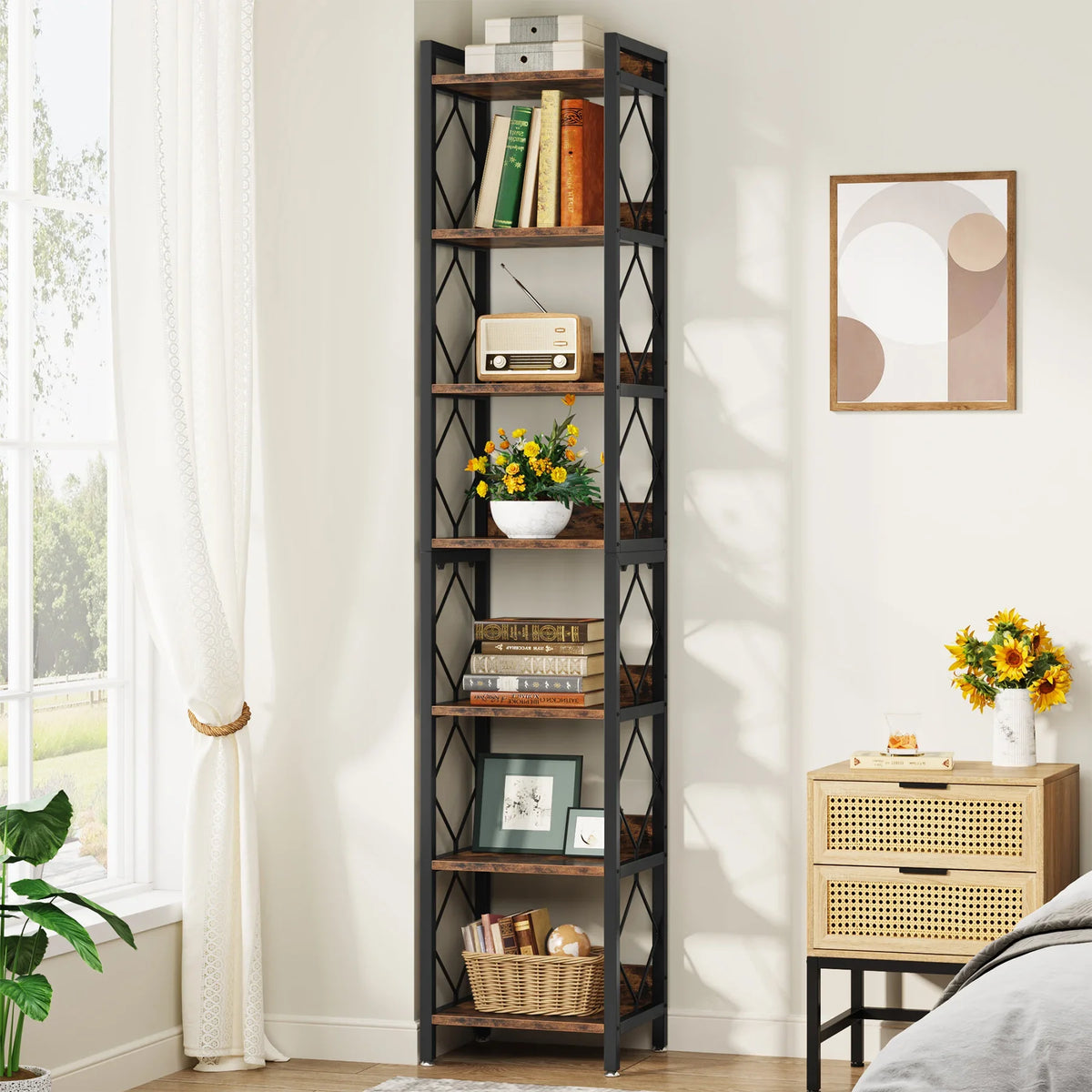 Tribesigns 7 Tier Wooden Bookshelf For Home Office Display Rack