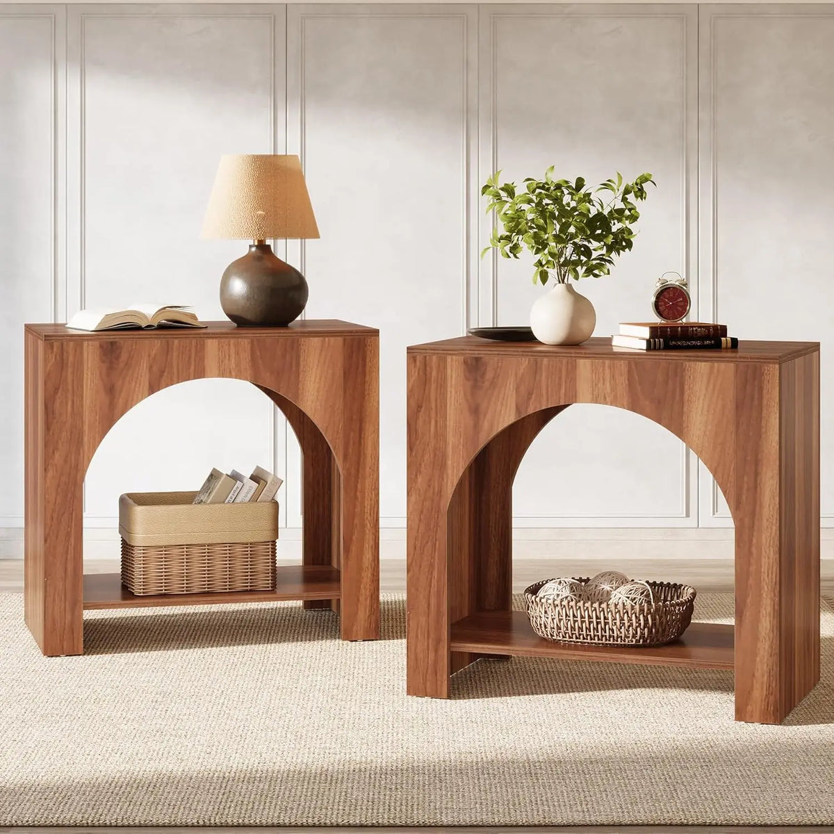 Wooden Storage Nightstand With Modern Design For Bedroom Bedside Table