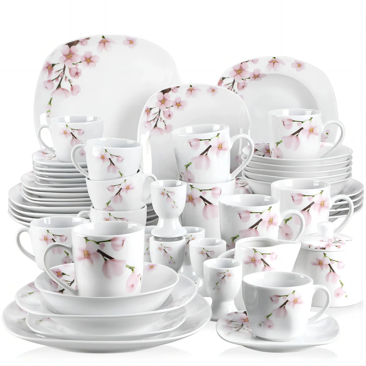 Malacasa Porcelain Dinnerware Set With Cups Plates And Bowls