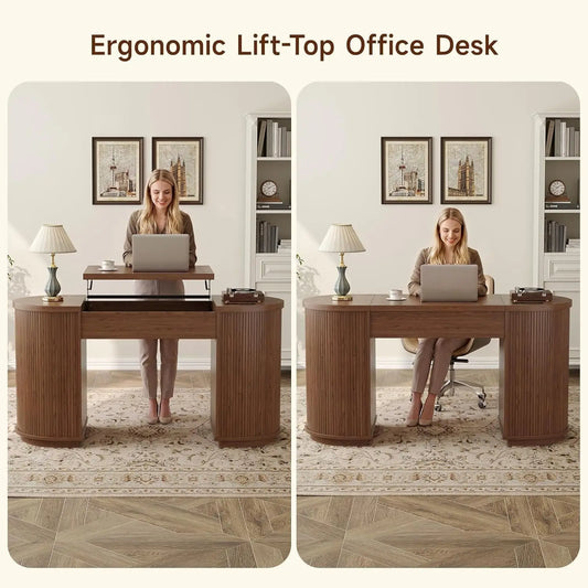 Onbrill Adjustable Lift Top Office Desk With Usb Charging Ports