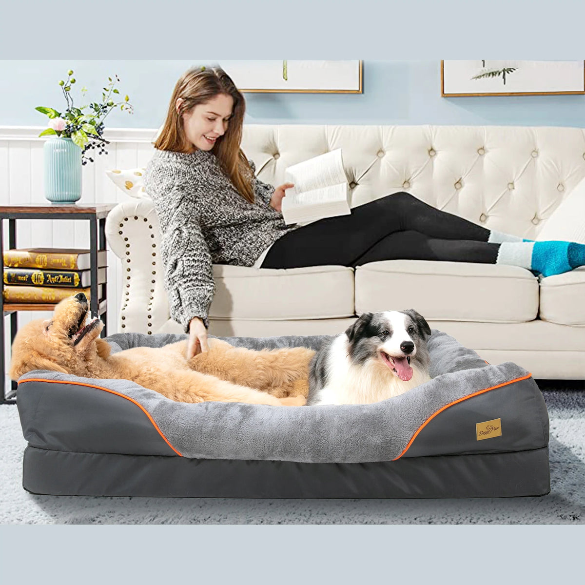 BINGOPAW Soft Dog Bed With Removable Washable Waterproof Cover