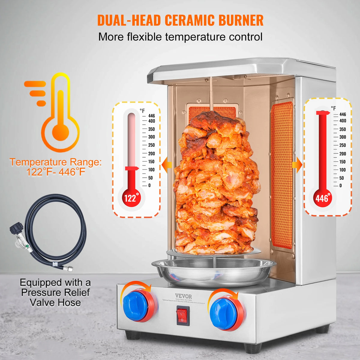 SucceBuy Gas Vertical Chicken Shawarma Grill Rotisserie Oven