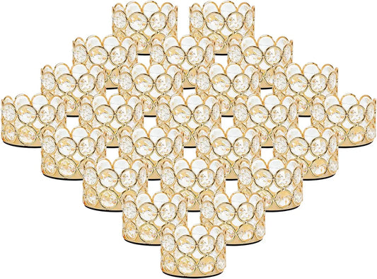 VINCIGANT Crystal Gold Votive Candle Holders For Wedding Decor