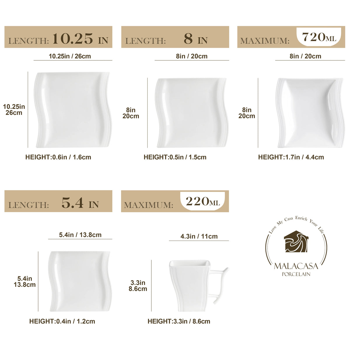Malacasa Flora Ceramic Dinnerware Set For Home Dining Tables